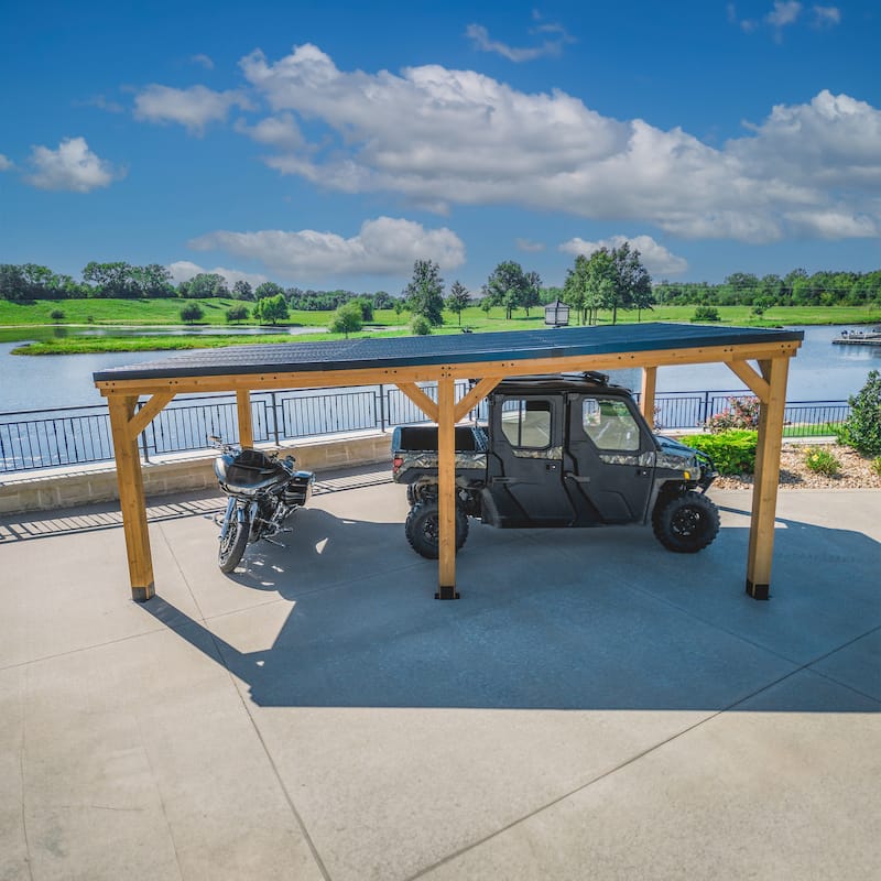 Backyard Discovery Kingsport 20x12' Cedar Wood Carport with Steel Roof