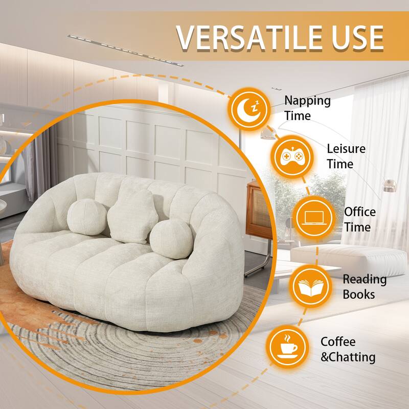 Chenille Upholstered Durable Comfort Lounger Bean Bag Lazy Sofa
