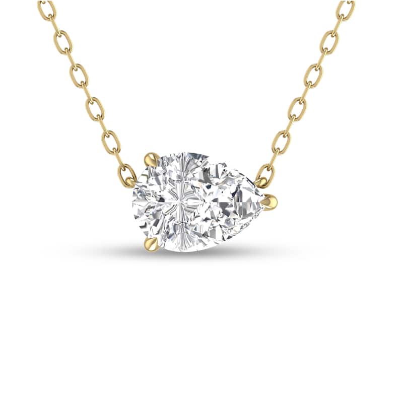Marquee Lab Grown 1/2 Carat Floating Pear Shaped Diamond Solitaire Pendant in 14K Yellow Gold