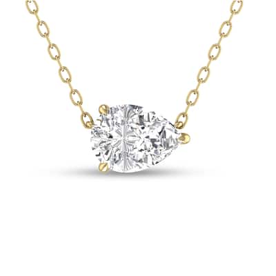 Marquee Lab Grown 1/2 Carat Floating Pear Shaped Diamond Solitaire Pendant in 14K Yellow Gold