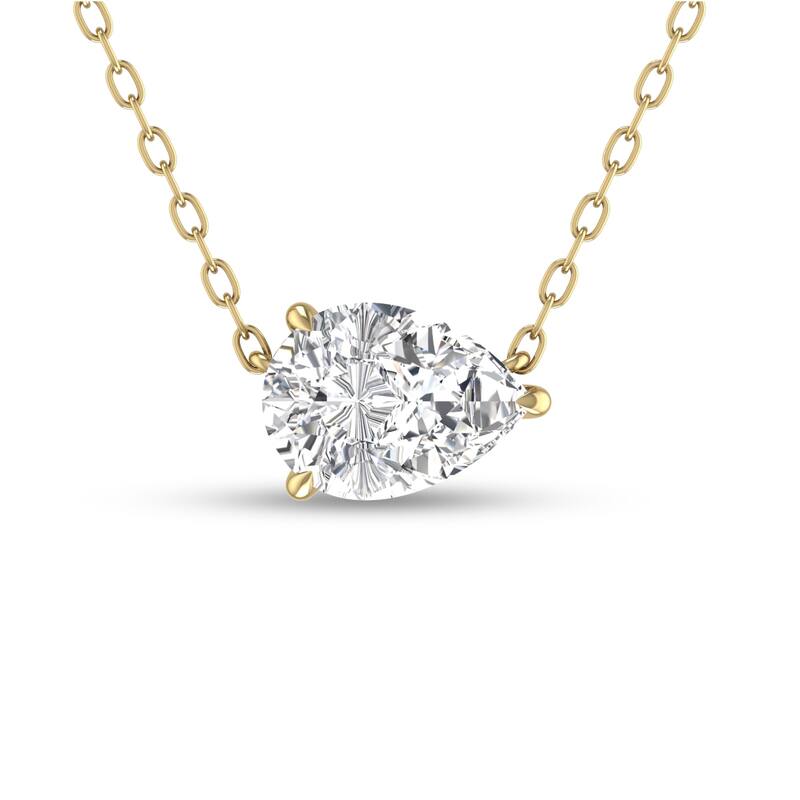 Marquee Lab Grown 1/4 Carat Floating Pear Shaped Diamond Solitaire Pendant in 14K Yellow Gold