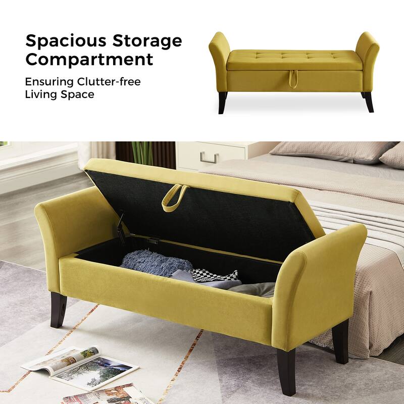 Ramiro Contemporary Velvet Storage Bench by HULALAHOME
