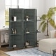 preview thumbnail 35 of 41, HOMCOM 5 Panel 67" Tall Wood Room Divider, Privacy Screen with 3 Display Shelves, and Folding Storage for Bedroom or Home Office Grey