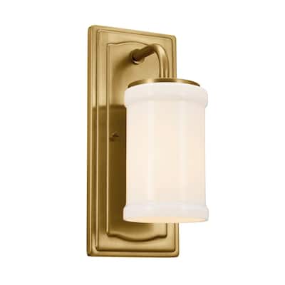 Kichler Lighting Vetivene 5 inch 1-Light Wall Sconce Natural Brass with Opal Glass