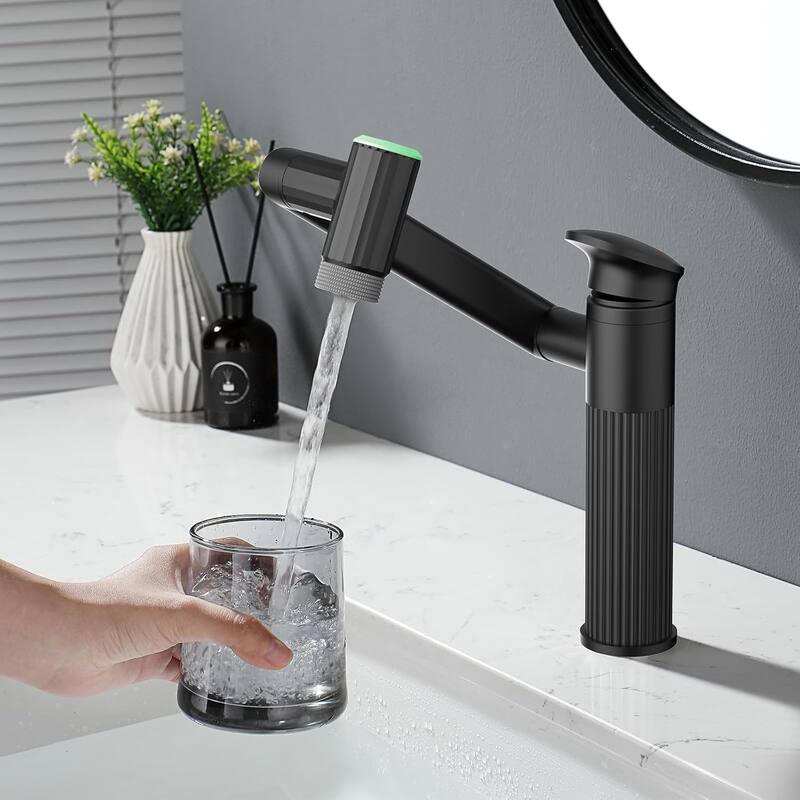 Lefton Rotatable Bathroom Faucet with Temperature Display in Fahrenheit with 2 Water Modes, BF2208-PRO