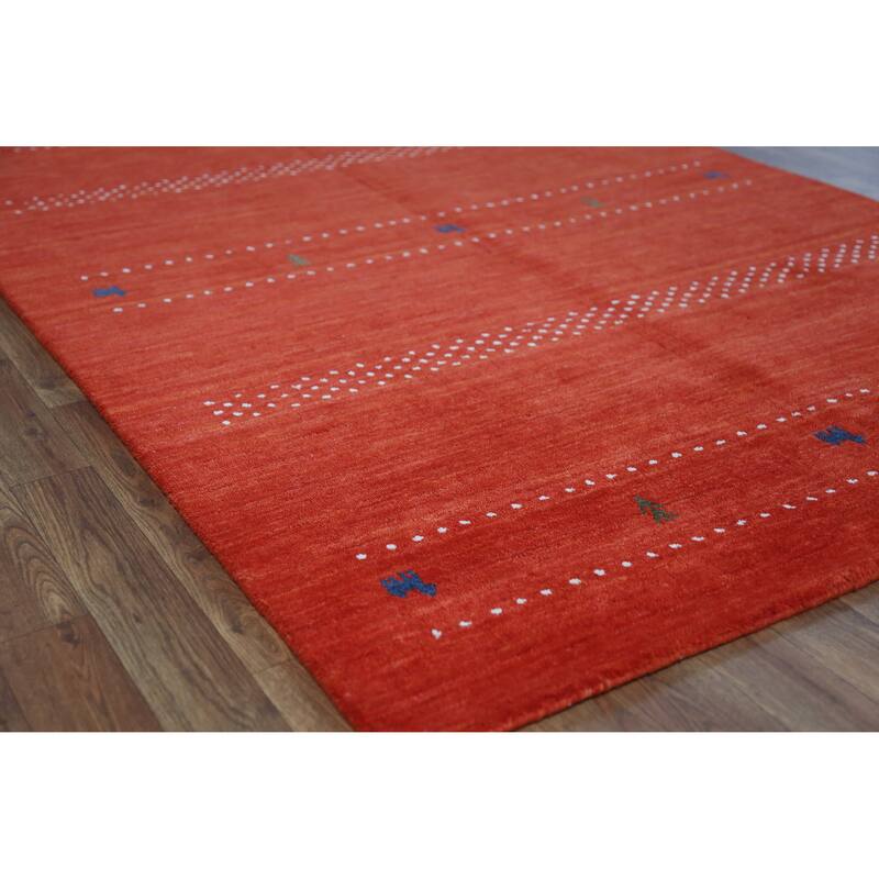 Tribal Contemporary Gabbeh Indian Rug Handmade Bedroom Wool Carpet - 4'6" x 6'6" - 4'6" x 6'6" - Orange