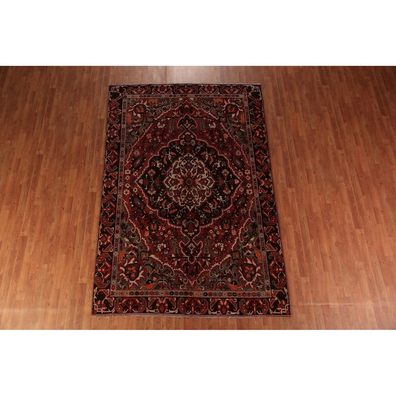 Medallion Bakhtiari Persian Vintage Area Rug Handmade Wool Carpet - 6'4" x 9'5"