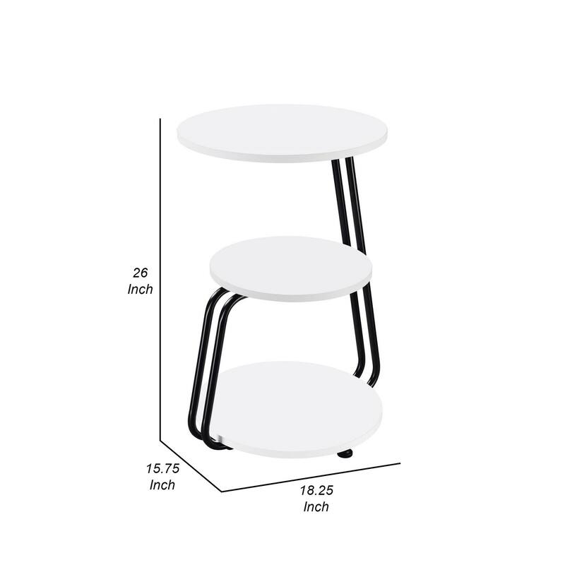 15.75 in. White and Black Round Wood End Table, Sturdy Build End Side Table for Living Rooms