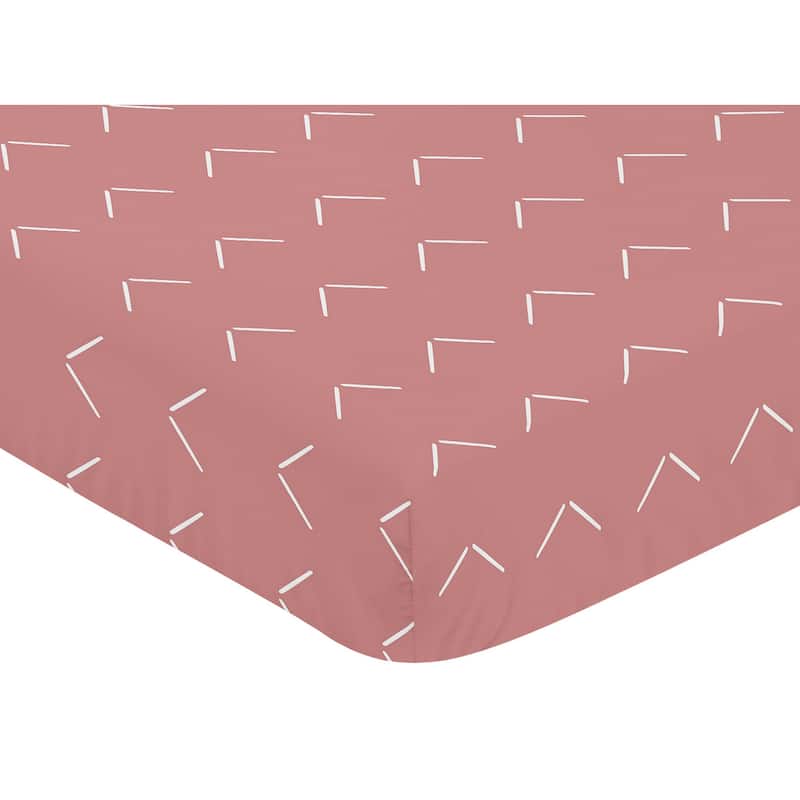 Sweet Jojo Designs Mauve Pink Boho Arrow Girl Fitted Crib Sheet Dark Rose Ivory Modern Bohemian Farmhouse Shabby Chic Designer