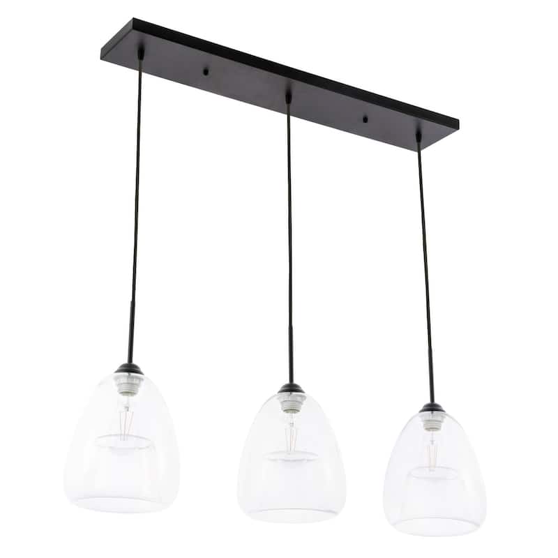 Elise 36-Inch 3-Light Clear Pendant - Black