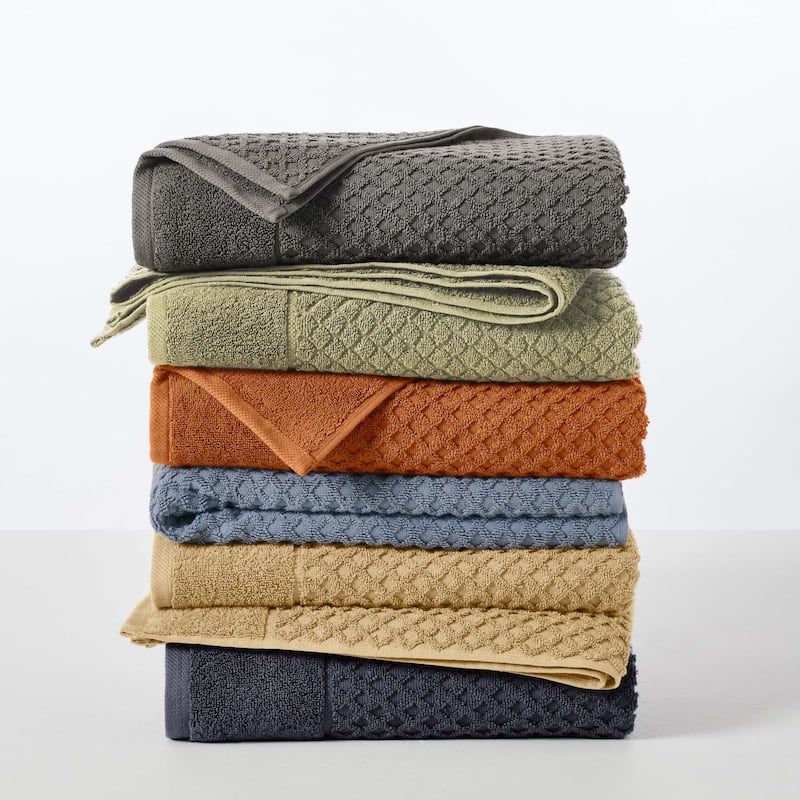 Linery & Co. Cotton Diamond Waffle Texture Bath Towels