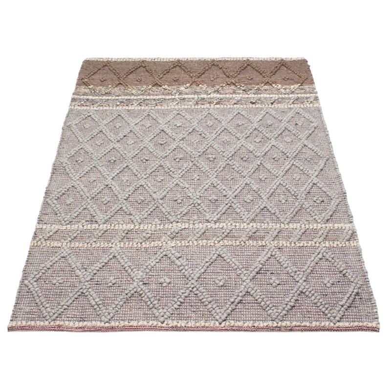 ECARPETGALLERY Braid weave Sienna Grey Wool Rug - 5'2 x 7'10