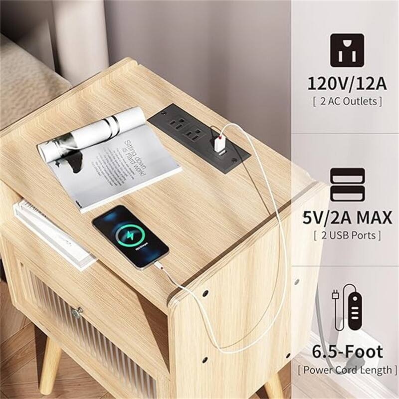 Bedside Tables with Glass Door