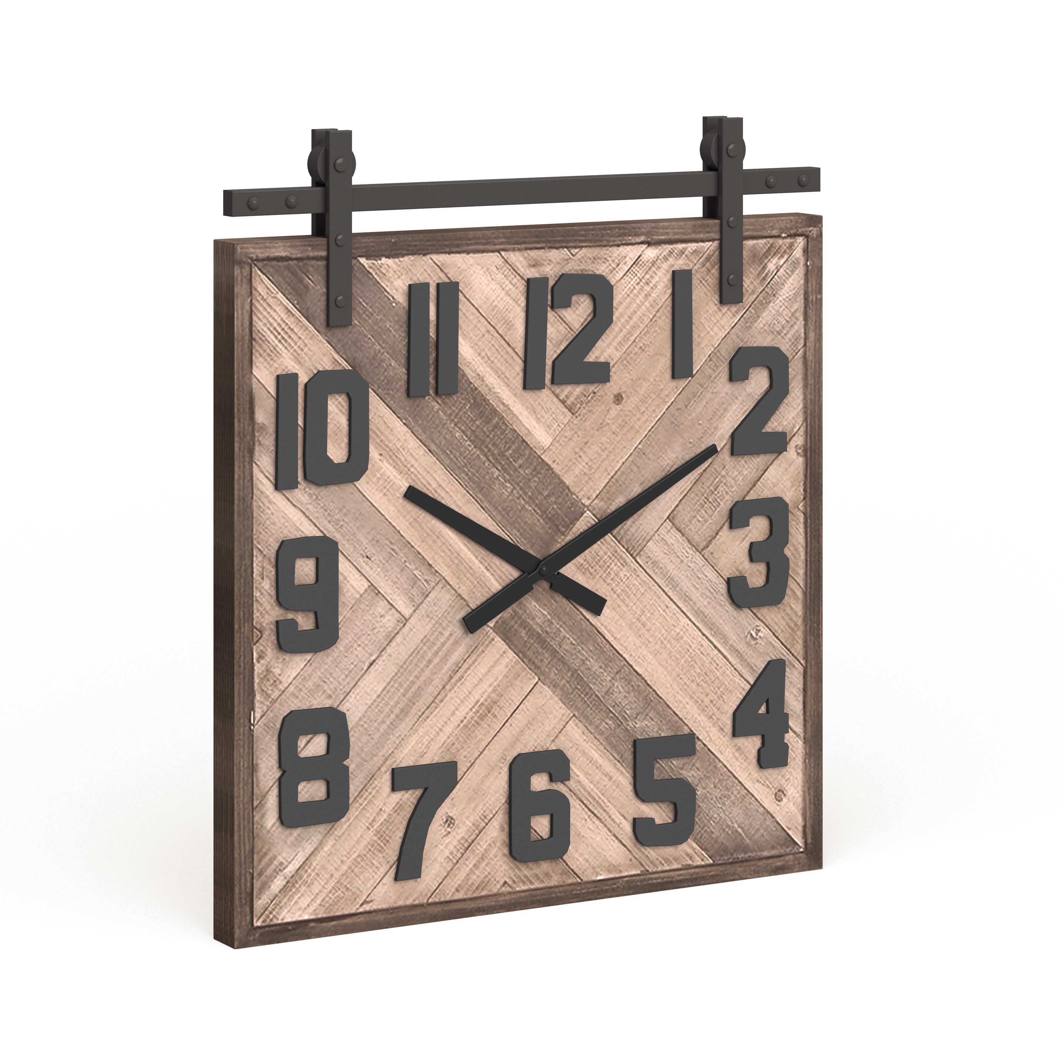 Shop Black Friday Deals On Modern 27 X 24 Inch Wood And Iron Square Wall Clock By Studio 350 Overstock 19566006