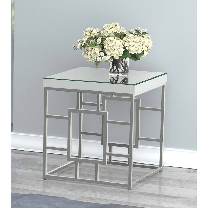 Dafina Square Mirrored Top Side End Table Chrome