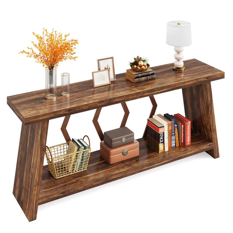 70.86-Inch Console Table, Wood Entryway Table with Storage, Couch Side Foyer Hallway Accent Table for Living Room, Entrance