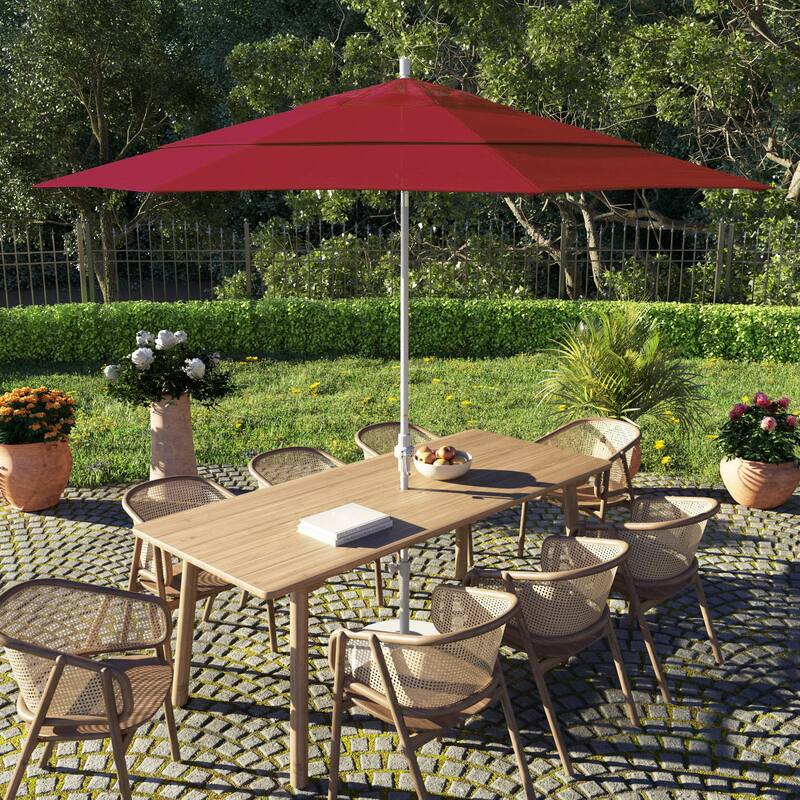 Perry 11ft Round Crank Lift Collar Tilt Aluminum Patio Umbrella by Havenside Home, Base Not Included - Red