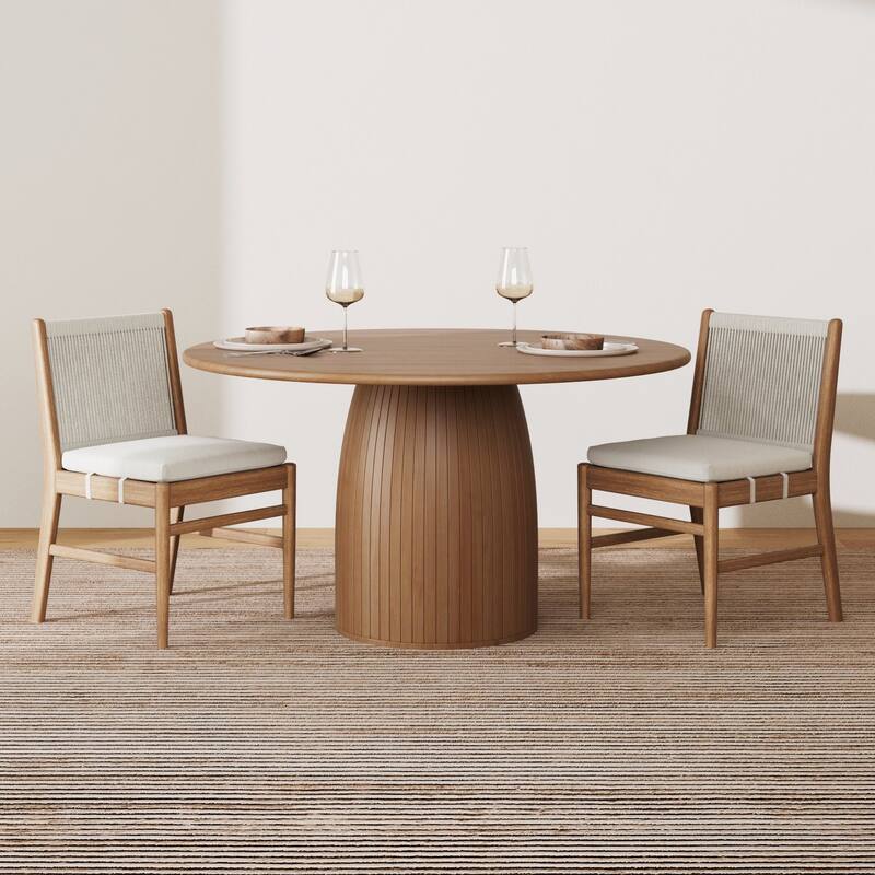 Kayden Solid Wood Dining Chair or Bar Stool with Woven Rope Backrest, Upholstered Stool for Kitchen or Bar