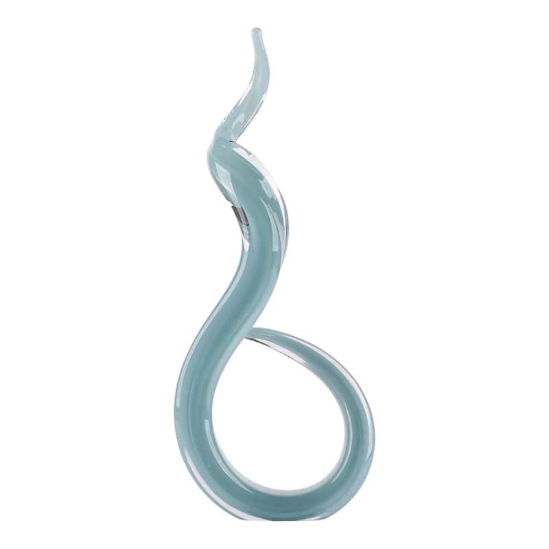 Glass Sculpture Statue Modern Abstract for Home Decor - 18" Blue - 17.75"