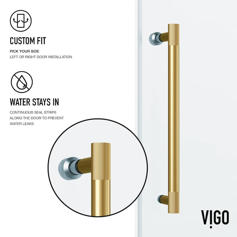 VIGO Hamilton 56" to 60" W x 78" H Frameless Sliding Shower Door