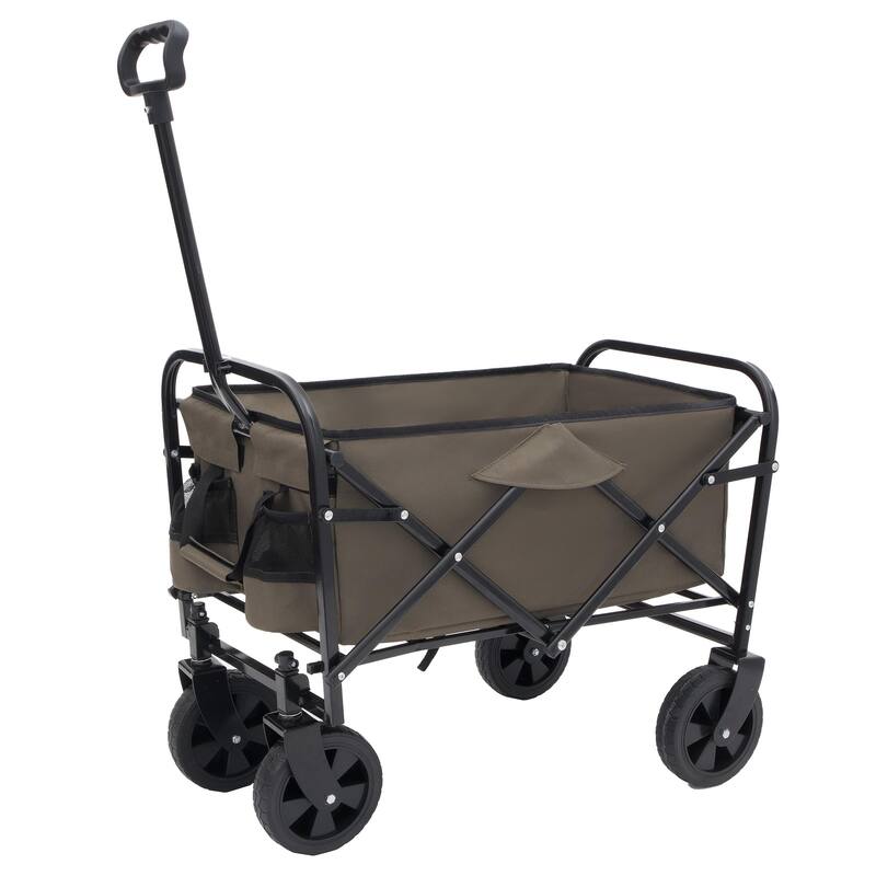 Collapsible Foldable Wagon Cart Beach Wagon Heavy Duty Utility Wagon Grocery Cart for Supports 225lbs All-Terrain Wheels