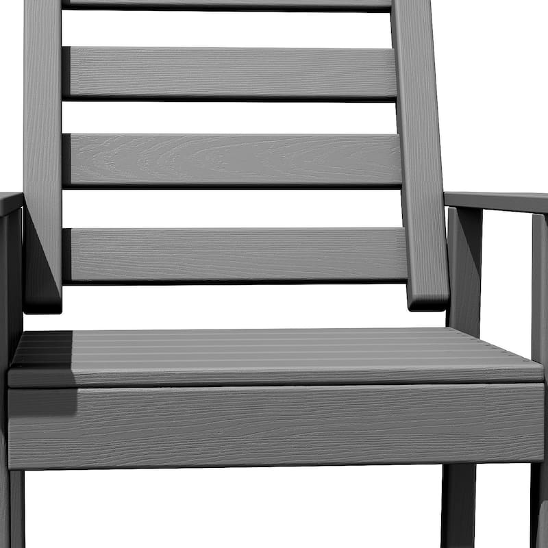 Outdoor Dining Table and Chair Set: HDPE Material, Wood - Grain Design