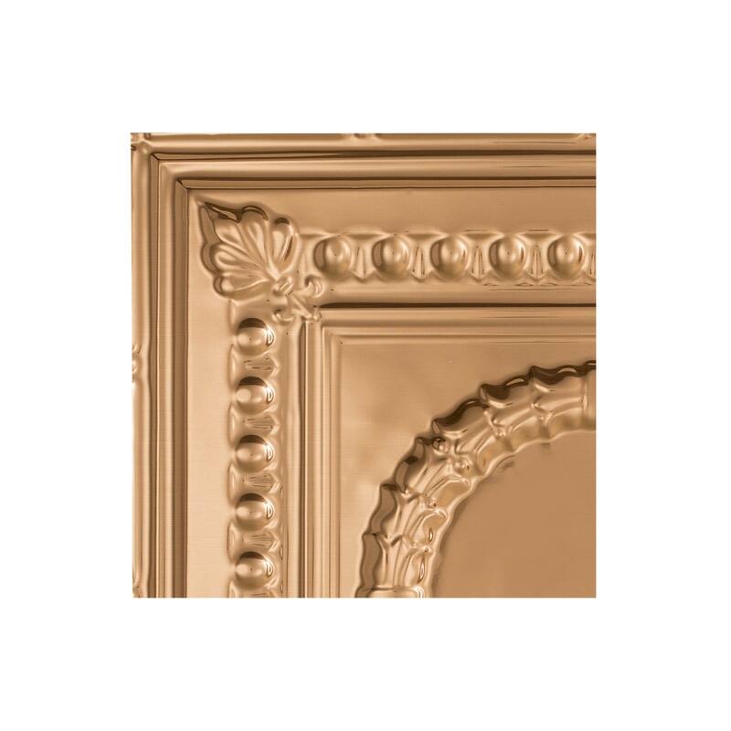 FASÄDE Rosette Decorative Vinyl 2ft x 2ft Lay in Ceiling Panel in Polished Copper (5 Pack) - 12in x 12in Sample - Polished Copper