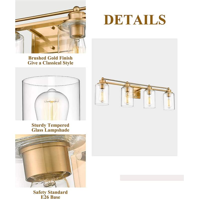 Bathroom Vanity Light,Wall Sconce Lamp Over Mirror with Clear Glass Shade