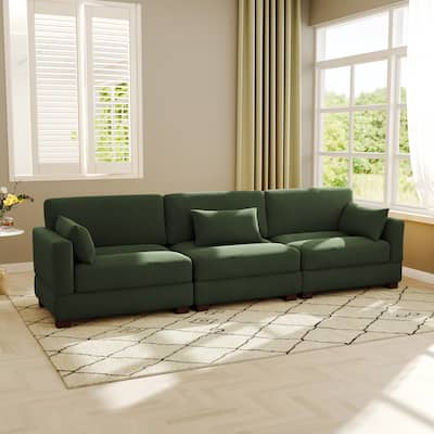 Modern 3-Piece Corduroy Sectional Sofa 3 Seater Sofa For Living Room