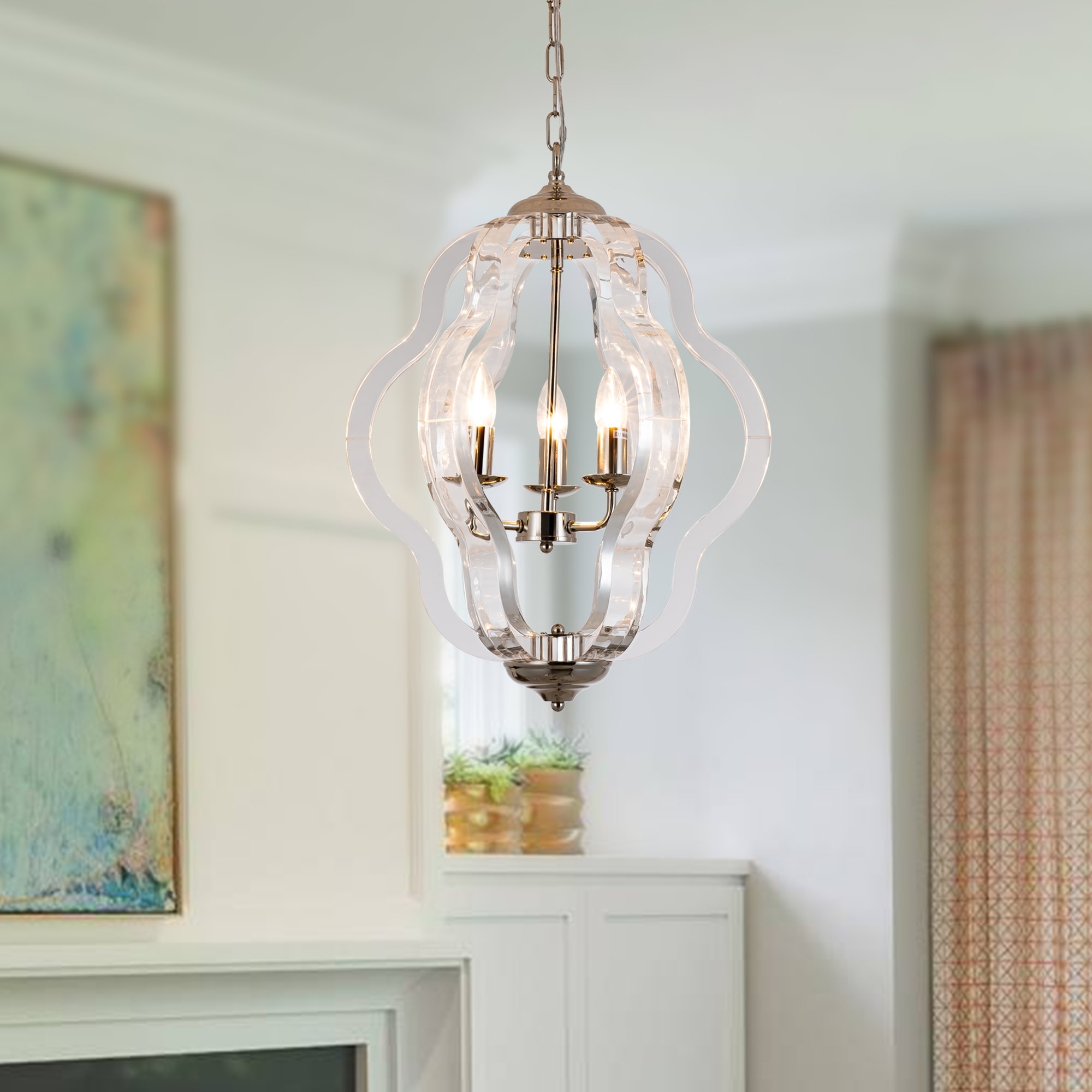 3 Light Acrylic Polished Chrome Pendant On Sale Bed Bath