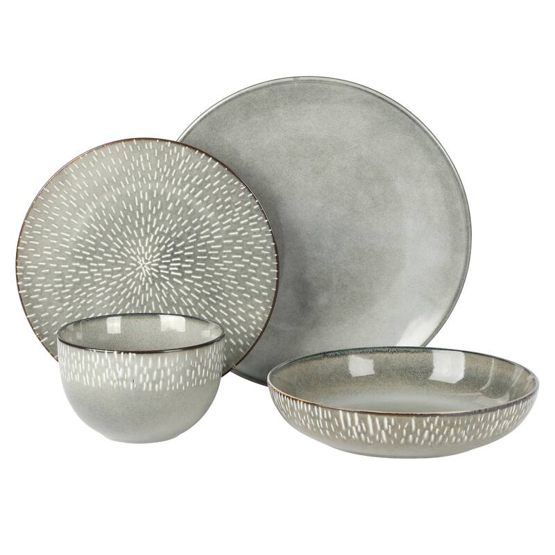 Gibson Elite Matisse 16-Piece Double Bowl Reactive Glaze Stoneware Dinnerware Set