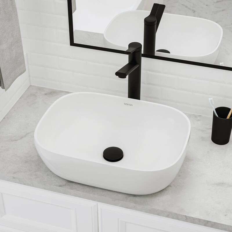 Karran Valera 20" Vitreous China Vessel Bathroom Sink in White