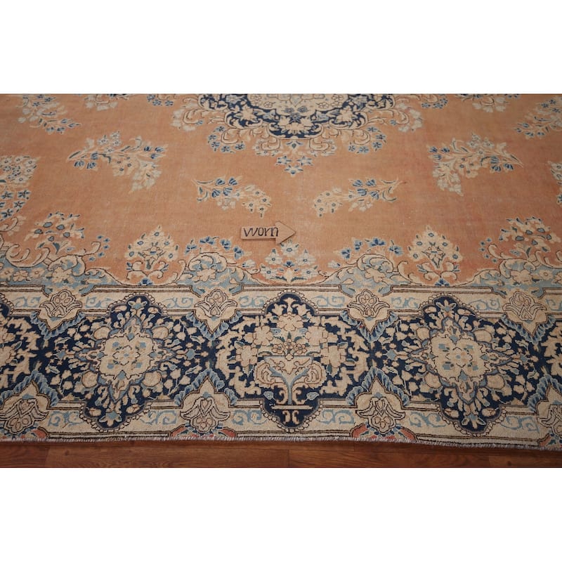 Vintage Distressed Kerman Persian Vintage Rug Handmade Wool Carpet - 9'8"x 12'6"