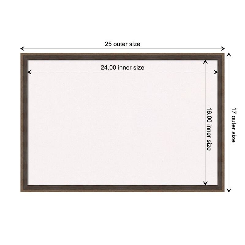 Hardwood Wedge Wood Framed White Corkboard Bulletin Board - Hardwood Wedge Mocha - Board Size 24x16