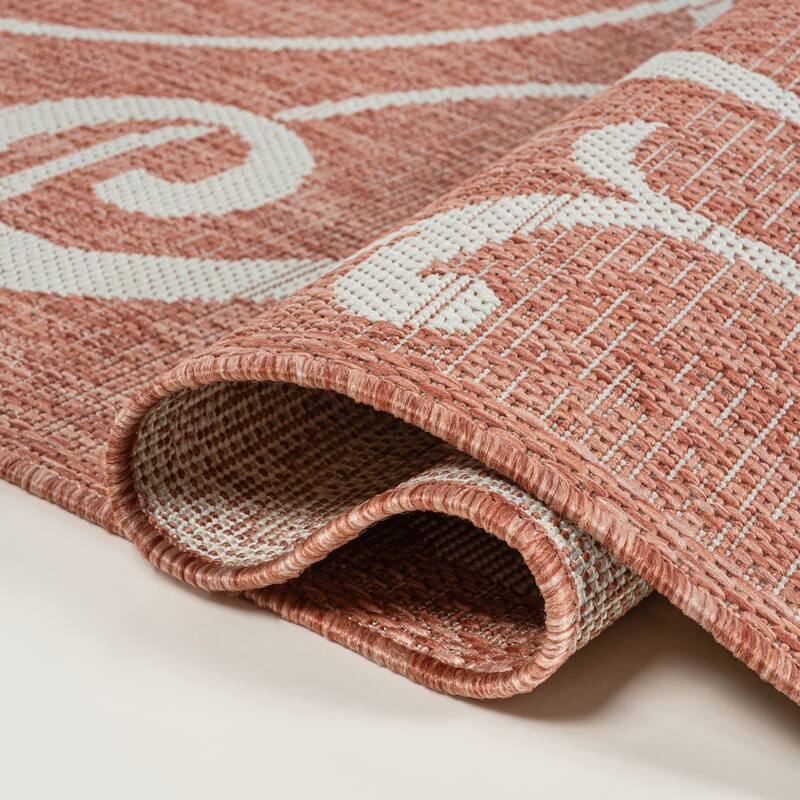JONATHAN Y Isla Traditional Classic All-Over Scroll Green/Cream Indoor/Outdoor Area Rug