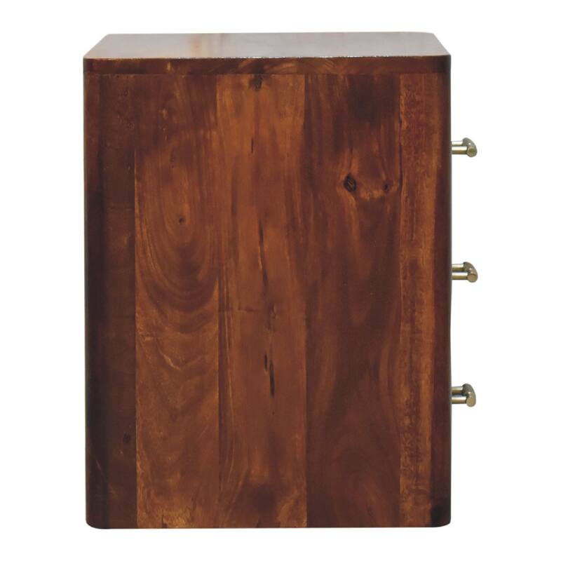 HomeRoots 18" Brown Solid Wood Three Drawer Nightstand