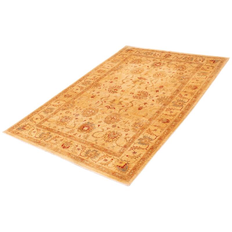 ECARPETGALLERY Hand-knotted Chobi Finest Ivory Wool Rug - 6'9 x 9'9