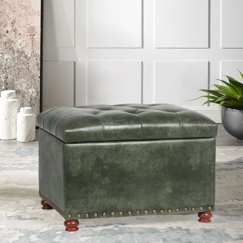 Adeco Classy Rectangle Storage Bench Natural Fabric Footstool Ottoman