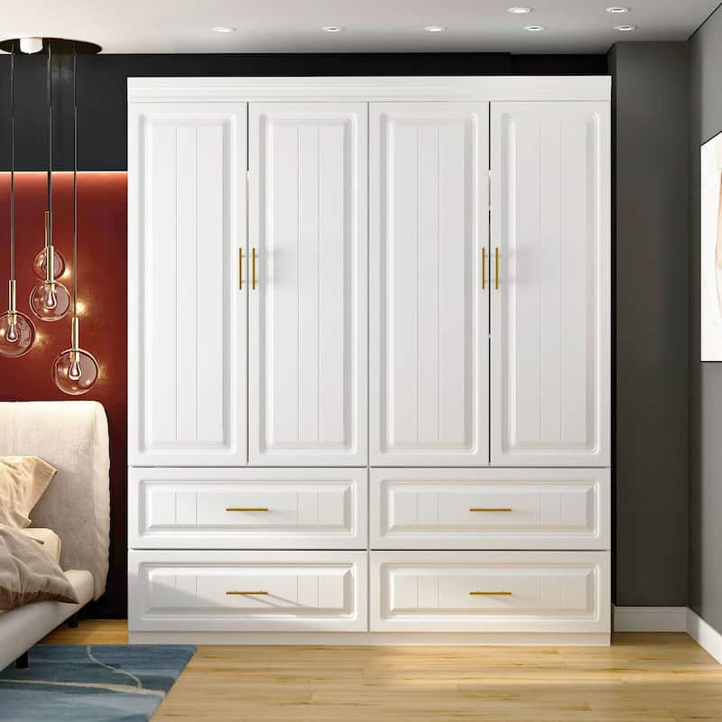 93.9"H/74.2"H Armoires Wardrobe Closet Cabinet Hanging Drawers Storage