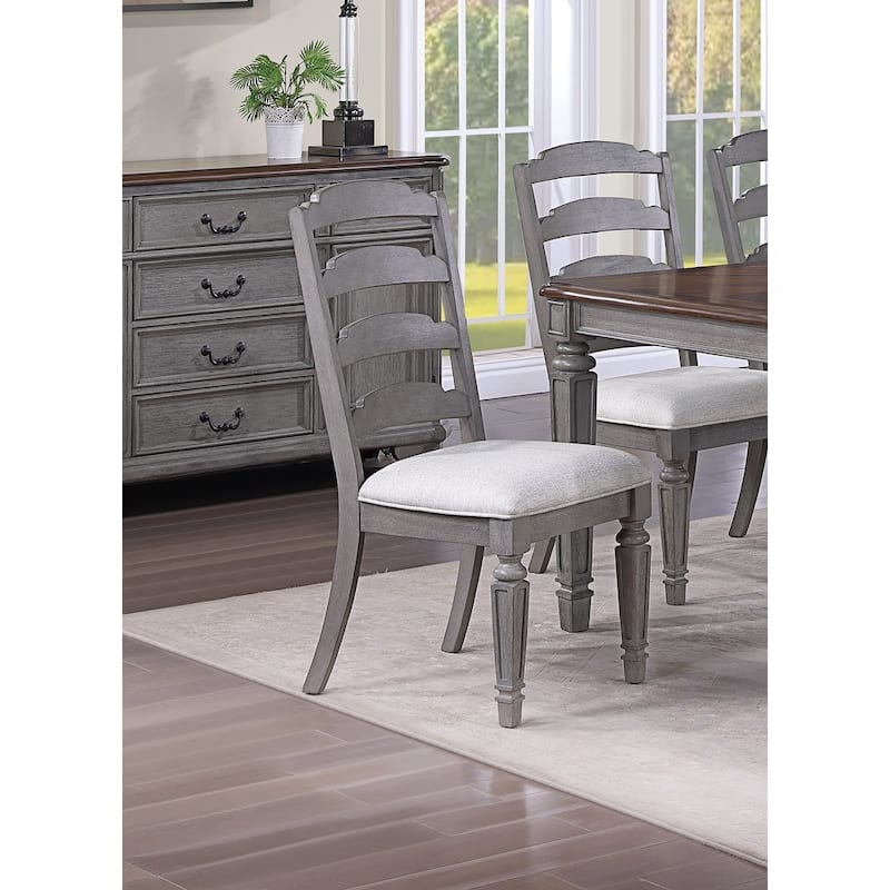 Classic Design 2pc Side Chairs Ladder Back Cushion Seat