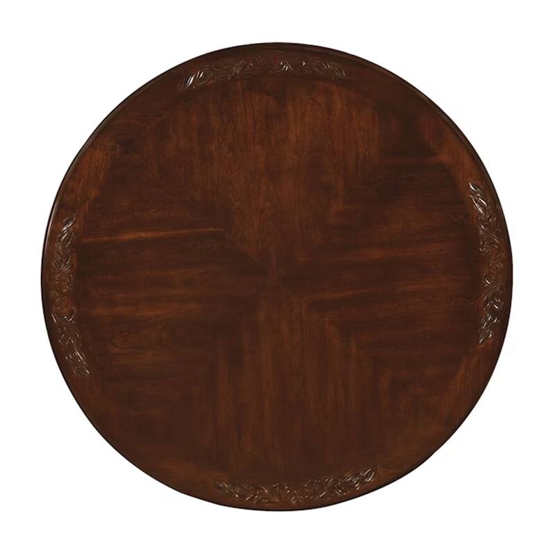 Mina 5pc Dining Table n Chair Set, 48 Inch Round Cherry Brown Wood Top