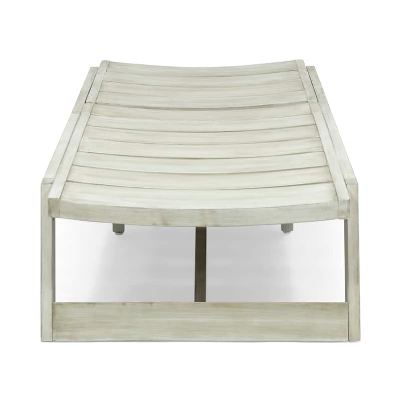 Acacia Wood Outdoor Chaise Lounge with Adjustable Backrest, Slat Design Single Chaise Patio Backyard Recliner Sun Lounger