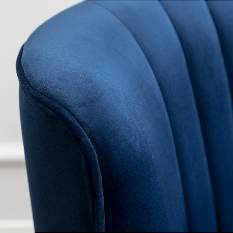 Blue Modern 26" Polyester Accent Chair with Solid Rubber Wood Legs for Living Room