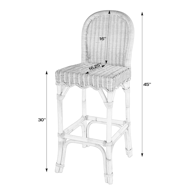 Flora Rattan 30" Scalloped Edge Bar Stool