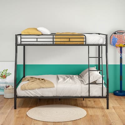 Full Over Queen Heavy Duty Metal Bunk Bed with Noise-Free Frame, No Box Spring Needed and 450lb Capacity