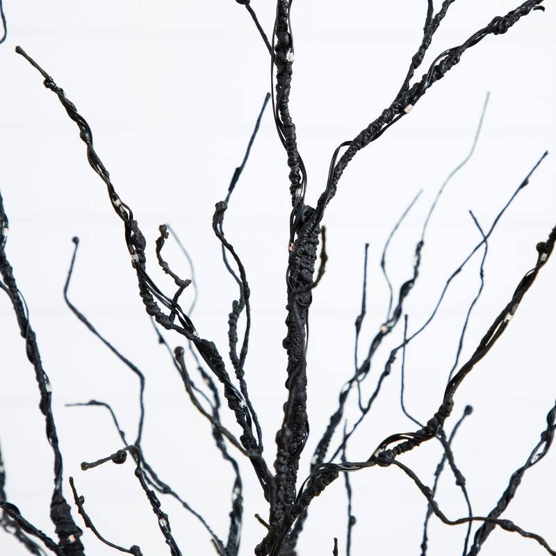 Pre-Lit Black Twig Artificial Halloween Tree - 4' - Multicolor LED Lights