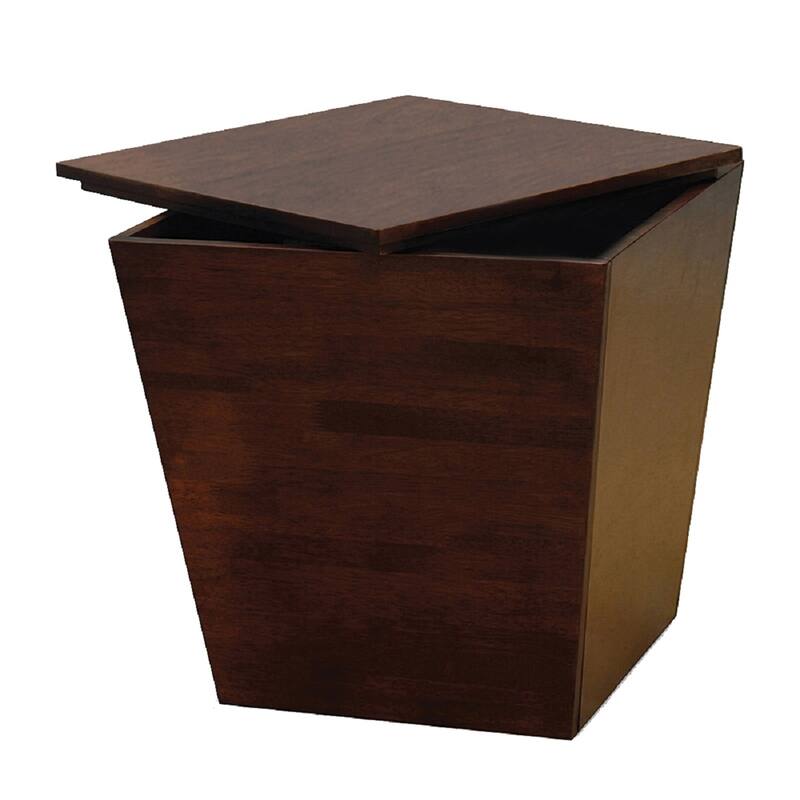 18.5" Walnut Wood Storage Cube End Table