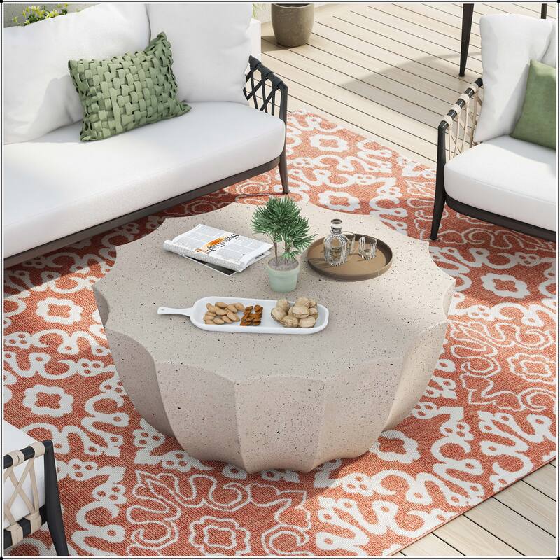 Outdoor and Indoor Waterproof Coffee Table - 35.43" - White