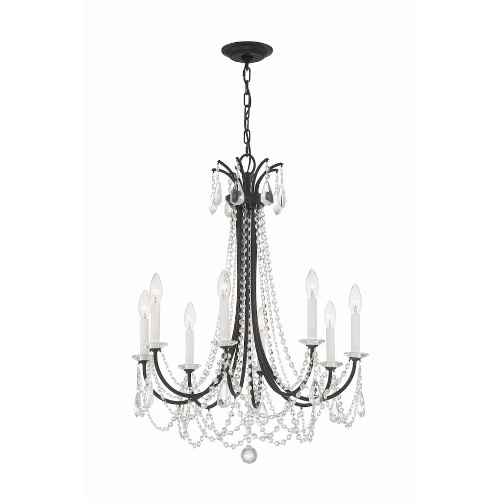 Karrington 8 Light Matte Black Chandelier - 26"W x 31"H