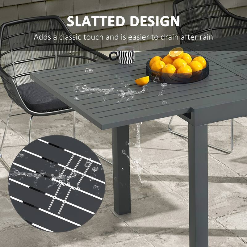 Outsunny Expandable Patio Dining Table for 4-6, 35.5" -70.75" Aluminum Extendable Outdoor Dining Table, Square / Rectangular
